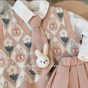 Budingmami Mami Girls Clothing Set Cotton Cartoon Rabbit Pattern Three Piece Autumn Outfit For Toddlers Preppy Style - Product Image 2
