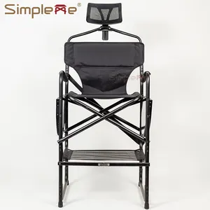 Kursi ringan aluminium, kursi berkemah sutradara lipat dengan tas penyimpanan meja samping aluminium