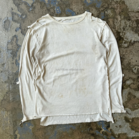 Meilleure vente OEM, T-shirt vintage à manches longues pour hommes, unique, élégant et vieilli, à double couche, sérigraphie