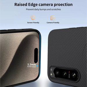 Étui arrière en cuir texturé fibre de carbone magnétique mat avec support pour <span class=keywords><strong>Sony</strong></span> <span class=keywords><strong>Xperia</strong></span> 1 <span class=keywords><strong>10</strong></span> VII VI III 5 <span class=keywords><strong>IV</strong></span> III II, compatible charge sans fil - Product Image 4