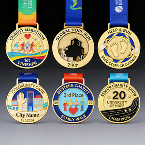 Nuevas Medallas Hexagonales para <span class=keywords><strong>la</strong></span> Carrera Pink 5K con Cinta Colorida de China - Product Image 3