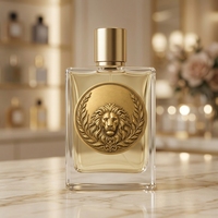 Étiquette de parfum personnalisée en métal rond gravé, plaqué or, avec médaillon tête de lion en relief, autocollant décoratif pour la décoration de bouteille