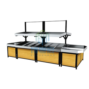 Op maat gemaakte dubbelzijdige supermarkt schapunit van lichtgewicht hout voor de presentatie van levensmiddelen, te koop op metalen schappen - Product Image 2