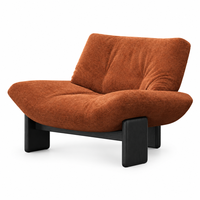 Fauteuil design moderne noir en bois massif, structure modulaire, avec coussin, pour salon et appartement