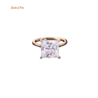 Bague en Moissanite taille princesse pour femme, en argent sterling S925, options de pierres de 1 à 5 carats, plaqué or 18 carats, sertissage griffe, bijoux personnalisés