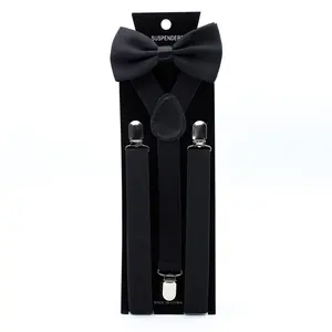 Conjunto de <span class=keywords><strong>Tirantes</strong></span> y Corbatín Unisex Sólidos con Hebilla de Clip, <span class=keywords><strong>Tirantes</strong></span> Ajustables Elásticos en Y para <span class=keywords><strong>Hombre</strong></span>, Accesorios para <span class=keywords><strong>Traje</strong></span> de <span class=keywords><strong>Boda</strong></span> - Product Image 1