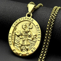 Nouveau pendentif en acier inoxydable Garde Chrétien, bijou rétro nordique avec lettre