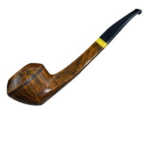 Muxiang Handmade Briarwood Smoking Pipe Bent Shape Gold Black Accent Men's Tobacco Pipe - Product Image 5