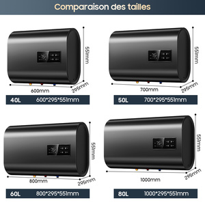 Calentador de Agua Eléctrico Horizontal Delgado con Pantalla Táctil, <span class=keywords><strong>Precio</strong></span> de Fábrica, 30, 50, 80, 100L, Doble Tanque de Agua, para Ducha Doméstica - Product Image 2
