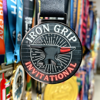 Médaille de récompense en métal forgé de haute qualité, personnalisée en usine, avec texture 3D, pour événements de fitness et de powerlifting
