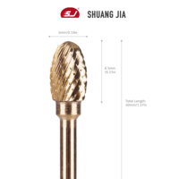 SHUANGJIA Fraise à ongles en carbure de tungstène pour manucure électrique, moteur sans balais, embouts dorés pour retirer le gel