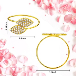 Ychon Gold Silver Leaf Crystal Napkin Holder Metal Ring Luxury Table Decoration Party Wedding Elegant Napkin Rings - Product Image 3