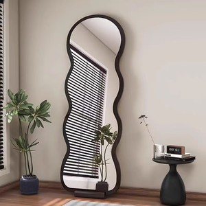 Espejo de Maquillaje Multifuncional con Gabinete, Estilo Ondulado Color Crema, de Pie y de Cuerpo Entero para Sala de Estar, Personalizable con 3 Opciones de Color - Product Image 5