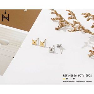 Orecchini a Perno con Piccoli Fiori in Oro e Argento, Acciaio Inossidabile, Set di 12 Pezzi Fatti a Mano - Product Image 1