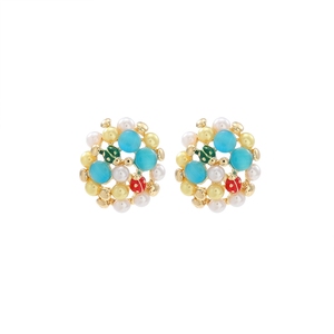 JY-48 moda palazzo stile dolce donna moderna usura quotidiana orecchio gioielli in lega di <span class=keywords><strong>cristallo</strong></span> strass perla perla orecchini a bottone - Product Image 5