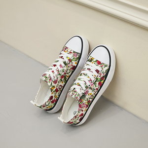 Baskets en <span class=keywords><strong>toile</strong></span> classiques pour femmes de haute qualité chaussures décontractées colorées à fleurs personnalisées pour l'été automne printemps - Product Image 4