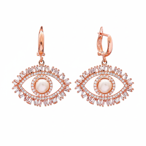 Turkish Eye Baguette Zircon Stone Turkish Wholesale Handmade 925 Sterling <b>Silver</b> Wholesale Handcrafted <b>Dangle</b> <b>Earring</b> - Product Image 2