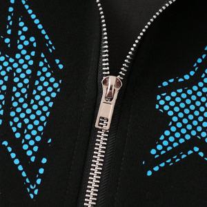 Sudadera con capucha de alta calidad con pedrería para hombre, estilo urbano, personalizada, extragrande, con estampado gráfico de pedrería, con cremallera y efecto lavado - Product Image 4