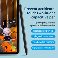 Pensil Stylus kapasitif aktif 2-in-1, Tablet magnetik cerdas & aksesori ponsel, Pen POM kompatibel untuk iPad Android
