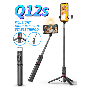 ไม้เซลฟี่ Q12s พร้อมไฟ LED ขาตั้งกล้องอะลูมิเนียมอัลลอยด์บลูทูธสำหรับการถ่ายทอดสดเซลฟี่ - Product Image 1