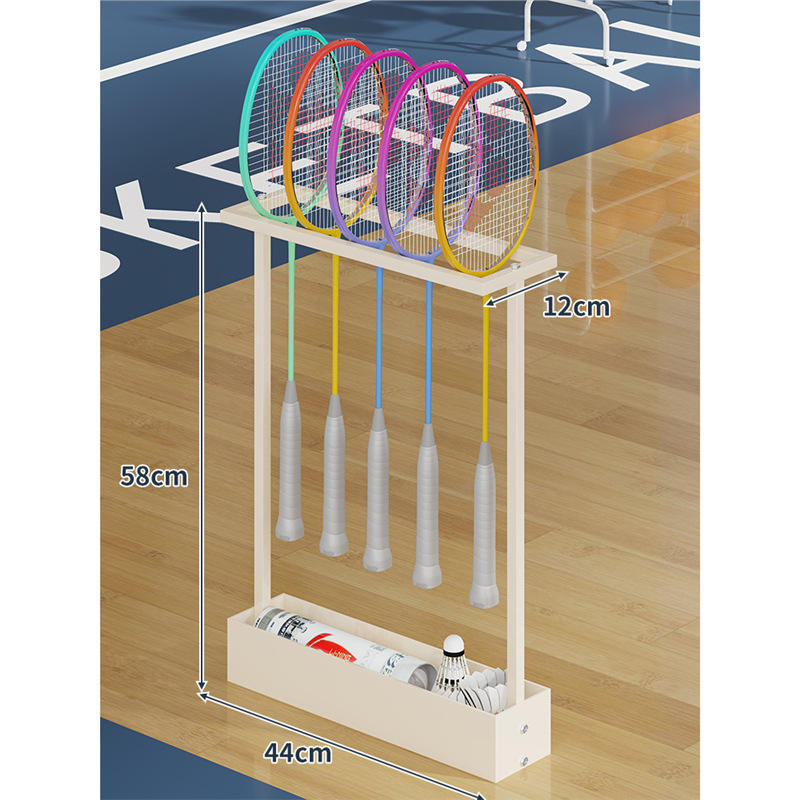 Badminton racket stand in ultra-white