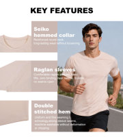 T-shirt sportif personnalisé 100% coton, col rond, impression logo sur mesure, t-shirt de yoga pour homme, design bas du dos en forme d'arc inversé