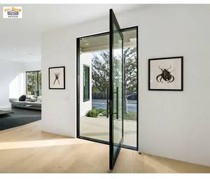 Porte pivotante en verre pour maison commerciale, villa, cadre en aluminium fin, porte pivotante en verre moderne, extérieur, intérieur - Product Image 4