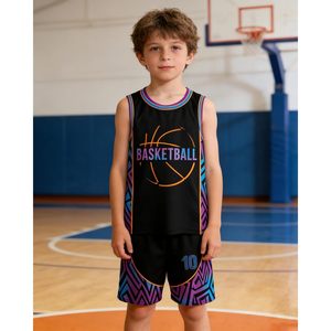 Ensemble de maillots de basket-ball pour enfants, sans manches, en mesh, unisexe, uniforme de sport pour jeunes, respirant, design sublimé - Product Image 3