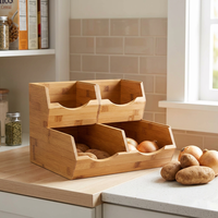 Panier de rangement en bambou empilable pour pommes de terre et oignons, idéal pour comptoir de cuisine, organisateur de garde-manger, panier à fruits et légumes