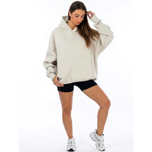 Bulk Wholesale Custom Logo High Quality Blanks Drop Shoulder 350gsm Cotton Fleece Oversized Winter <b>Lined</b> Women <b>Hoodie</b> 2026 - Product Image 1