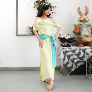 Dpwn031Women's Belly Dance 7PCS Practice Pants Suit Set Indian Oriental Costume Yoga Outfit - Product Image 5