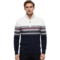 Sweat-shirt à col montant et fermeture éclair 1/4 pour hommes, polo tricoté à la mode pour l'hiver