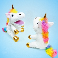 Peluche personnalisée licorne marionnette à main bébé animaux poupée éducative en peluche animal de dessin animé marionnettes à doigt jouets en peluche vente en gros