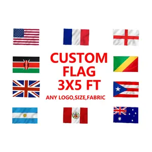 Huiyi Impresión digital 90*150cm banderas nacionales al aire libre personalizadas promoción personalizada 100% poliéster bandera electoral