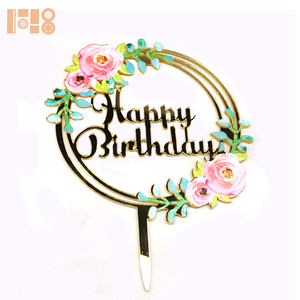 Nouveau Design Miroir Or Joyeux <span class=keywords><strong>Anniversaire</strong></span> Acrylique Gâteau Topper Couleur Impression pour Noël Graduation Pâques Occasions - Product Image 2