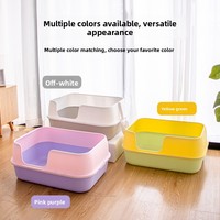 Bac à litière multi-chats semi-fermé extra-large en PP, sans espace interne, design anti-éclaboussures, amovible et lavable, avec litière gratuite