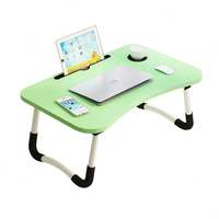 Table de Lit Portable en MDF, Support d'Ordinateur Portable Léger Pliant avec Porte-Gobelet et Fente