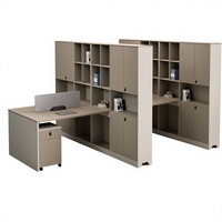 Bureau de travail modulaire contemporain personnalisé, convertible et extensible, finition moderne, rangement par tiroirs, en panneaux de bois