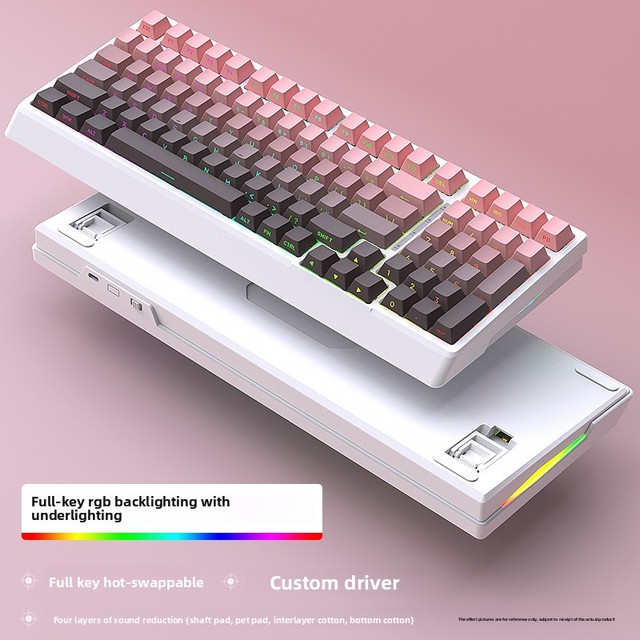 Spot Wholesale Heiji Snake YG98 Hot-swappable Mechanical Keyboard RGB Light Three-mode Connection the Gaming Mechanical Keyboard