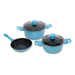 Modern <b>Ceramic</b> Marble Coated Pot <b>Pan</b> Silicone Glass Lids Bakelite Handles Non-Stick Forged Aluminum Cookware Set for Gas - Product Image 1