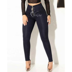 Pantalones vaqueros ajustados con cremallera frontal Pantalones vaqueros personalizados para mujer Pantalones vaqueros colombianos <span class=keywords><strong>de</strong></span> talla grande <span class=keywords><strong>de</strong></span> talle alto - Product Image 5