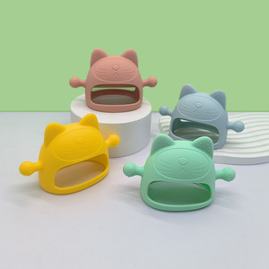 Juguete para la dentición del bebé, mordedor de silicona con forma de gatito, 0-24 meses, unisex, antichupeteo para bebés - Product Image 1