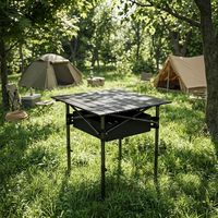 Table pliante portable réglable en hauteur, plateau imperméable, empilable, carrée, pour pique-nique en plein air, barbecue, camping-car, directement de l'usine