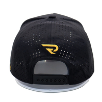 Topi Golf Custom dengan Tali, Bordir Emas Laser Cut Berlubang, Dapat Disesuaikan, Unisex, Putih Hitam, 5 Panel, Model Baseball dengan Tali