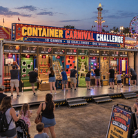 Équipement interactif de jeux de carnaval en conteneur pour la location d'événements, l'activation de marque, les événements en entreprise et le divertissement