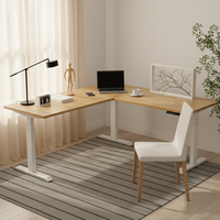 Bureau professionnel moderne en forme de L électrique réglable en hauteur avec trois moteurs en aluminium Construction bureau Portable