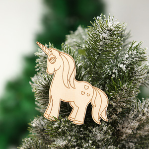 Wooden <b>Unicorn</b> Craft Shapes 10pcs Laser Cut DIY Decor For Kids Party Christmas Tree Home <b>Decoration</b> - Product Image 3