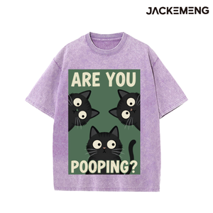 T-shirt surdimensionné « ARE YOU POOPING? » T-shirt humoristique rétro streetwear chat noir – Entrepôt local USA – Vente en gros – Manches courtes - Product Image 6