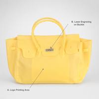 Sac à main en PVC jaune imperméable avec logo personnalisé, sac fourre-tout transparent, sac à main en plastique durable pour cadeau promotionnel