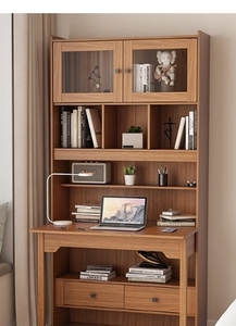 Creamy <strong>White</strong> One Bedroom Conjoined Bookcase Student Home <strong>Computer</strong> <strong>Desk</strong> Bookshelf Combination Foldable Design - Product Image 2